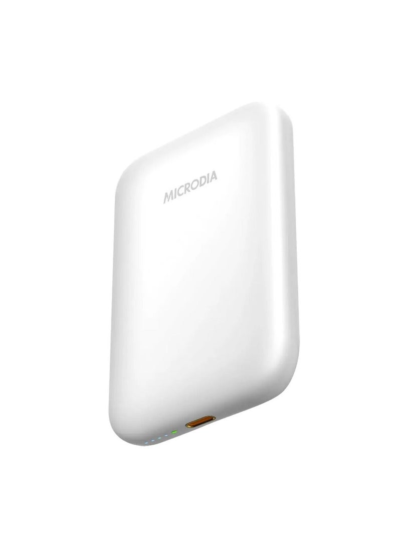 MICRODIA SNAPPower Anchor 5000mAh Wireless Power Bank, 35W PD USB-C Megantic Portable Charger, MagSafe Wireless Charger for iPhone 16/15/14/13/12 Series, Samsung S25 Ultra – White - Image 3